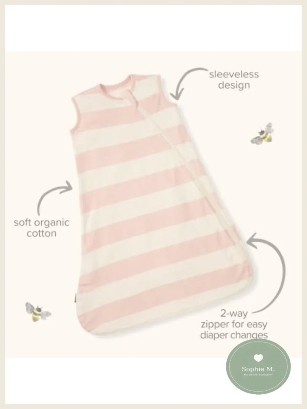 Organic Cotton Wearable Blanket 2-Way Zip Sleep Sack